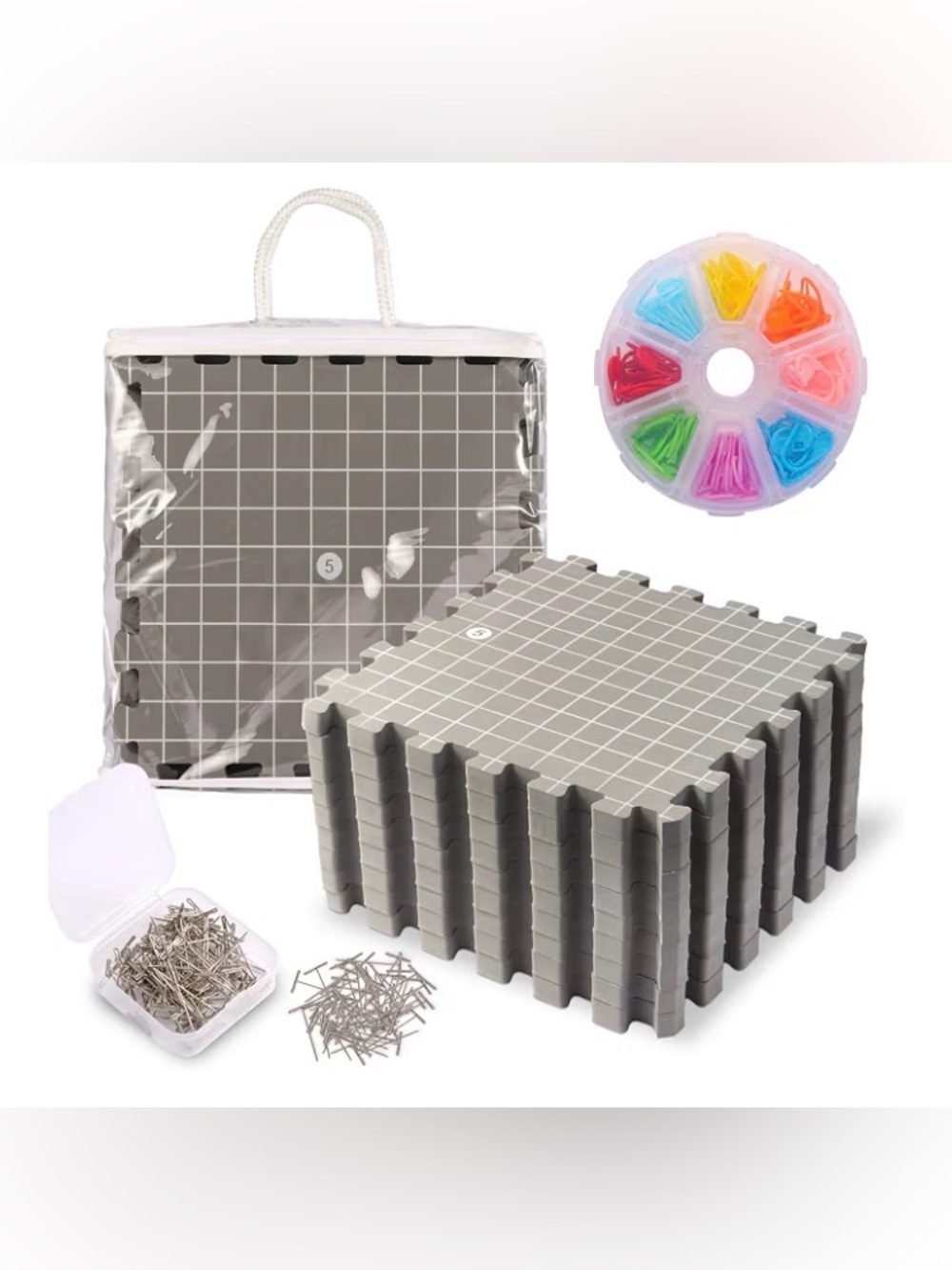 9pcs Blocking Mats for Knitting - Extra Thick Blocking Boards with Gridlines